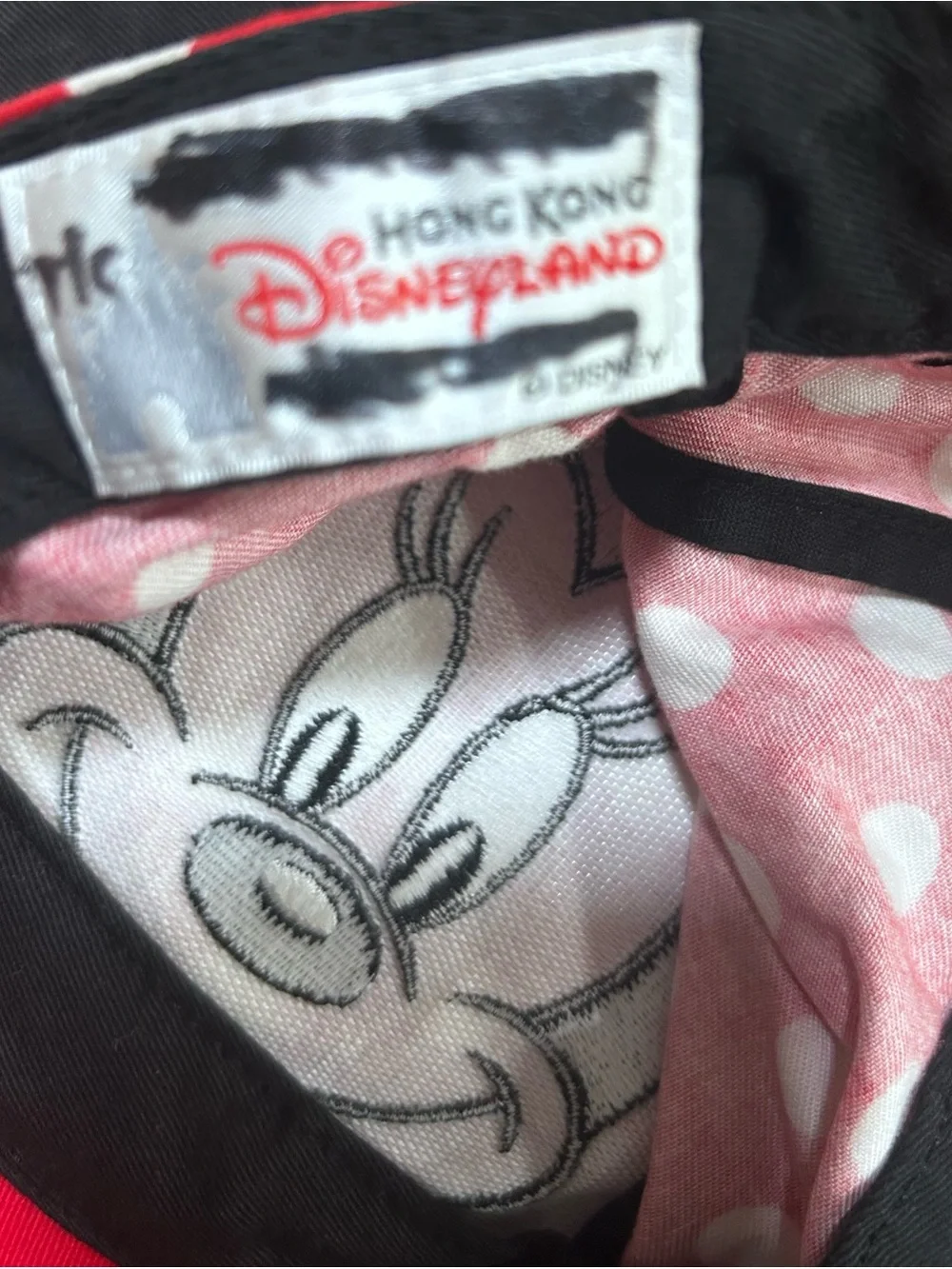 Official Hong Kong Disneyland Minnie Mouse Red Polka Dot Toddler Cap Ears Bow